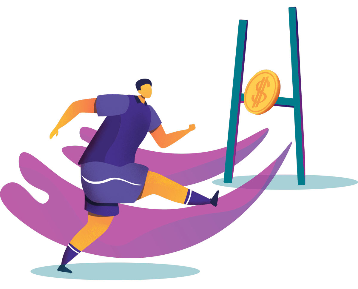 Illustration of rugby player kicking a goal